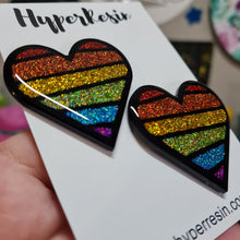 Load image into Gallery viewer, Rainbow Heart Statement Stud