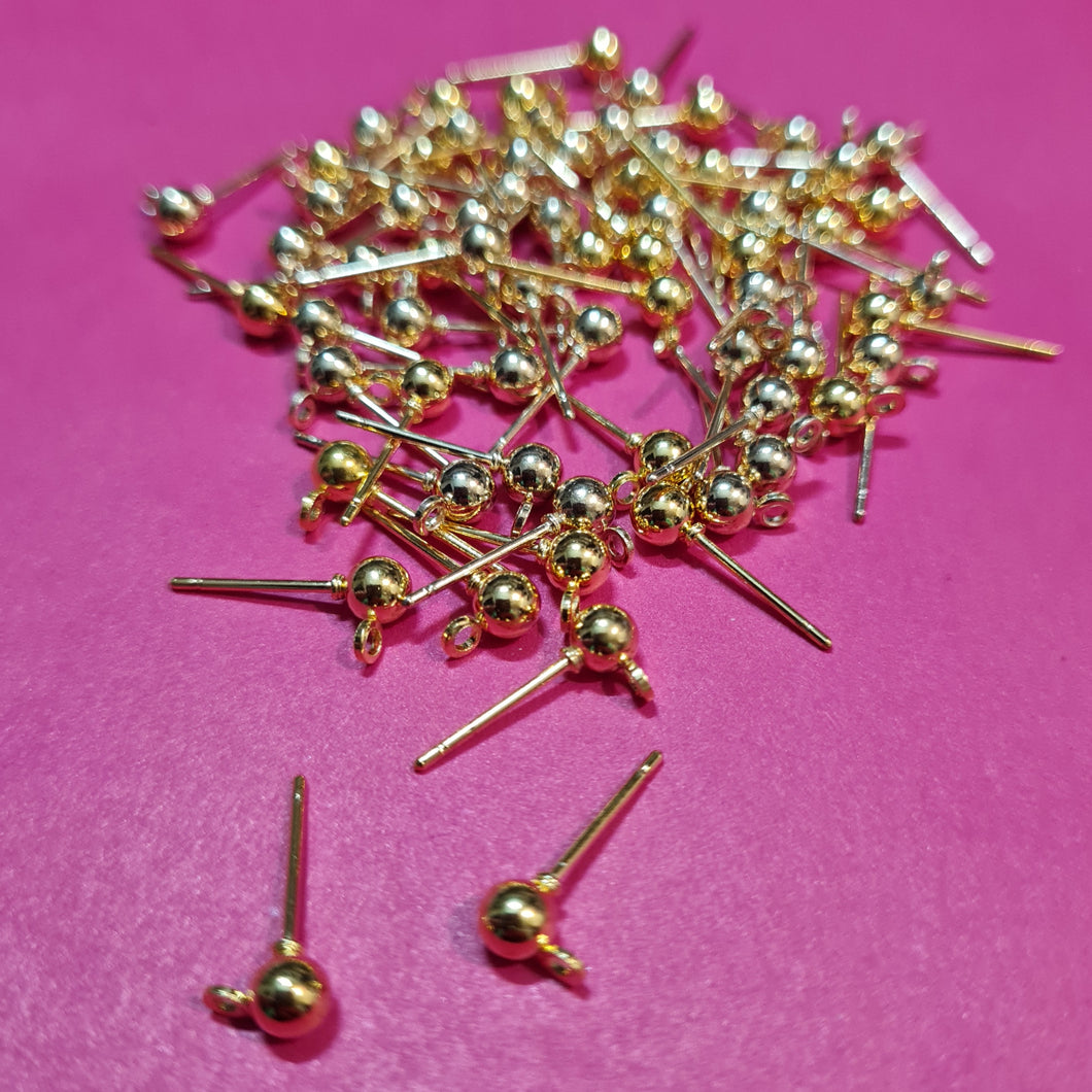 Add - 4mm Stainless Steel Gold Ball Stud Top